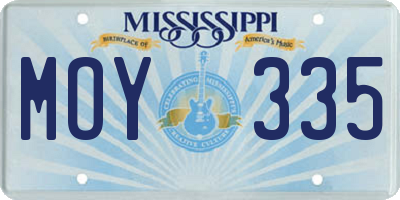 MS license plate MOY335