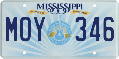 MS license plate MOY346