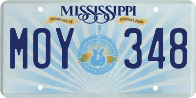 MS license plate MOY348