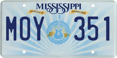 MS license plate MOY351