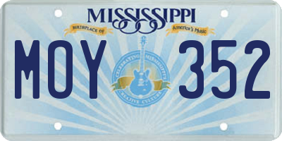 MS license plate MOY352
