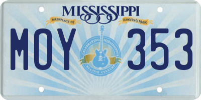 MS license plate MOY353