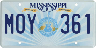 MS license plate MOY361