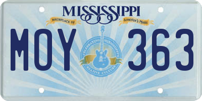 MS license plate MOY363