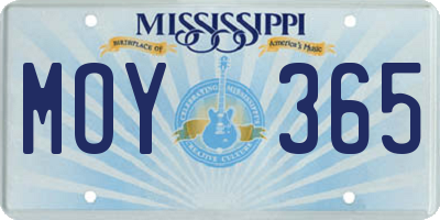 MS license plate MOY365
