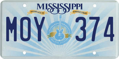 MS license plate MOY374