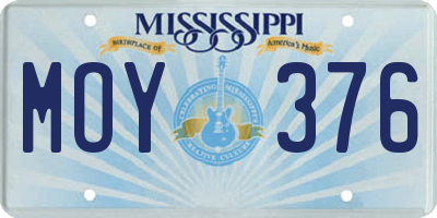MS license plate MOY376
