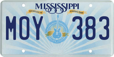 MS license plate MOY383