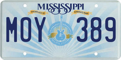 MS license plate MOY389