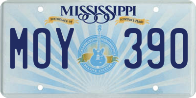 MS license plate MOY390