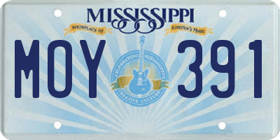 MS license plate MOY391