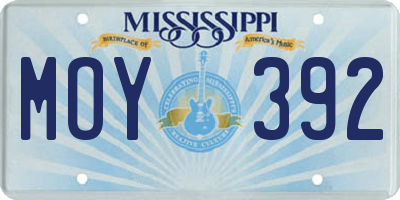MS license plate MOY392