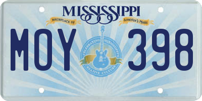 MS license plate MOY398