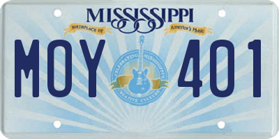 MS license plate MOY401