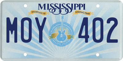 MS license plate MOY402