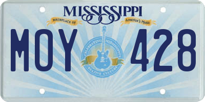 MS license plate MOY428