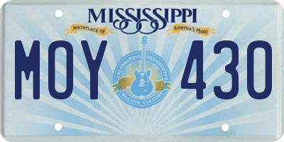 MS license plate MOY430
