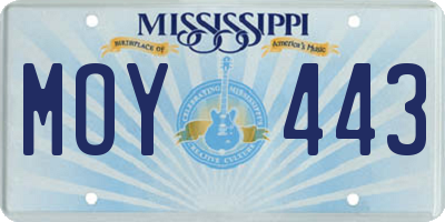 MS license plate MOY443