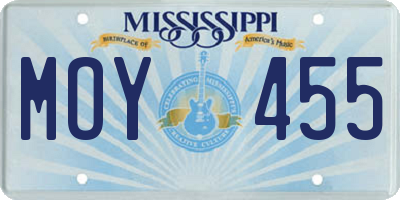 MS license plate MOY455