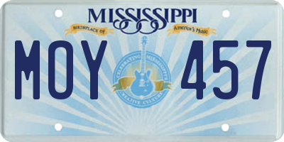 MS license plate MOY457