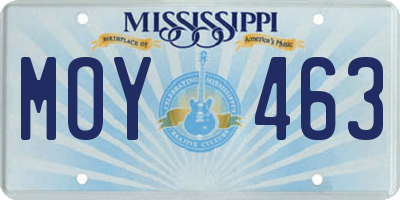 MS license plate MOY463