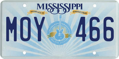 MS license plate MOY466