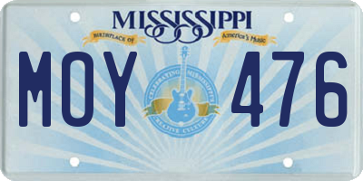MS license plate MOY476