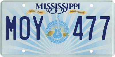 MS license plate MOY477