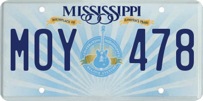 MS license plate MOY478