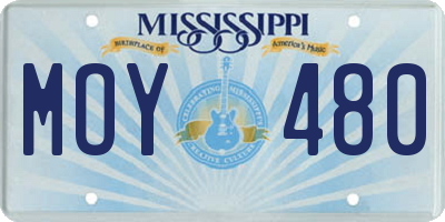 MS license plate MOY480