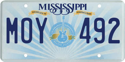 MS license plate MOY492