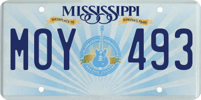 MS license plate MOY493