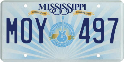 MS license plate MOY497