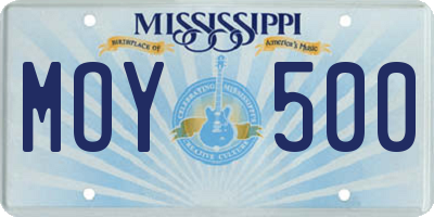 MS license plate MOY500