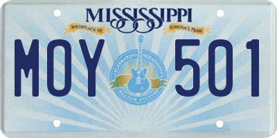 MS license plate MOY501