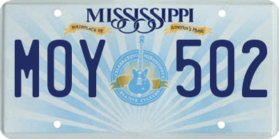 MS license plate MOY502