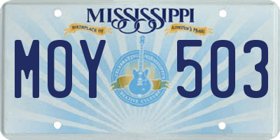 MS license plate MOY503