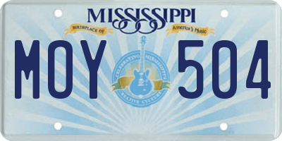 MS license plate MOY504