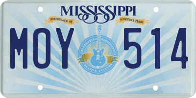 MS license plate MOY514