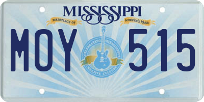 MS license plate MOY515
