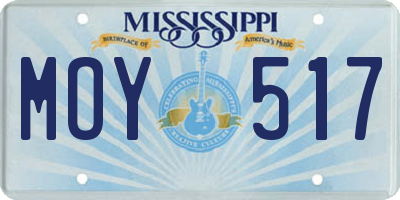 MS license plate MOY517