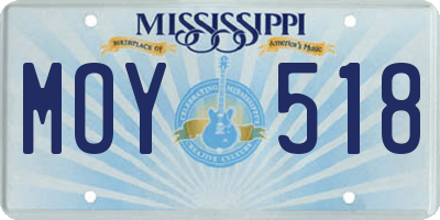 MS license plate MOY518