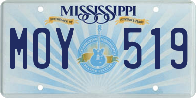 MS license plate MOY519