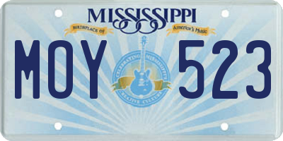 MS license plate MOY523