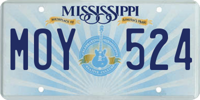 MS license plate MOY524