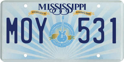 MS license plate MOY531