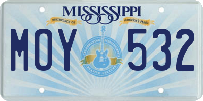 MS license plate MOY532