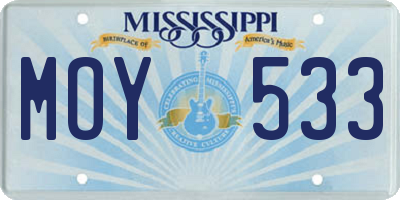 MS license plate MOY533
