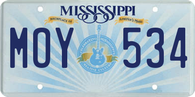 MS license plate MOY534