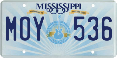 MS license plate MOY536